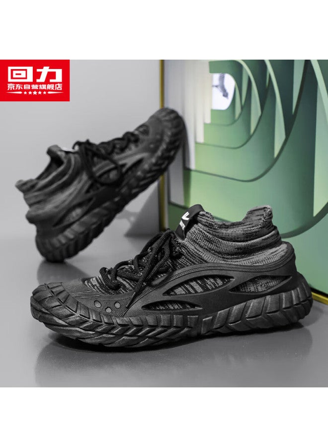 Pull Back Huili Men'S Sneakers, New Trendy Sock Shoes For Spring And Summer 2025, Black, Size 41 - Image 2