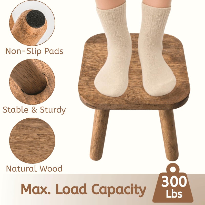 Youeon 9 Inch Small Wooden Step Stool, Non-Slip One Step Stool for Adults, Holds up to 300 Lbs, Portable & Sturdy, Footstool for Bedroom, Bathroom, Kitchen, Easy to Assemble - Image 3