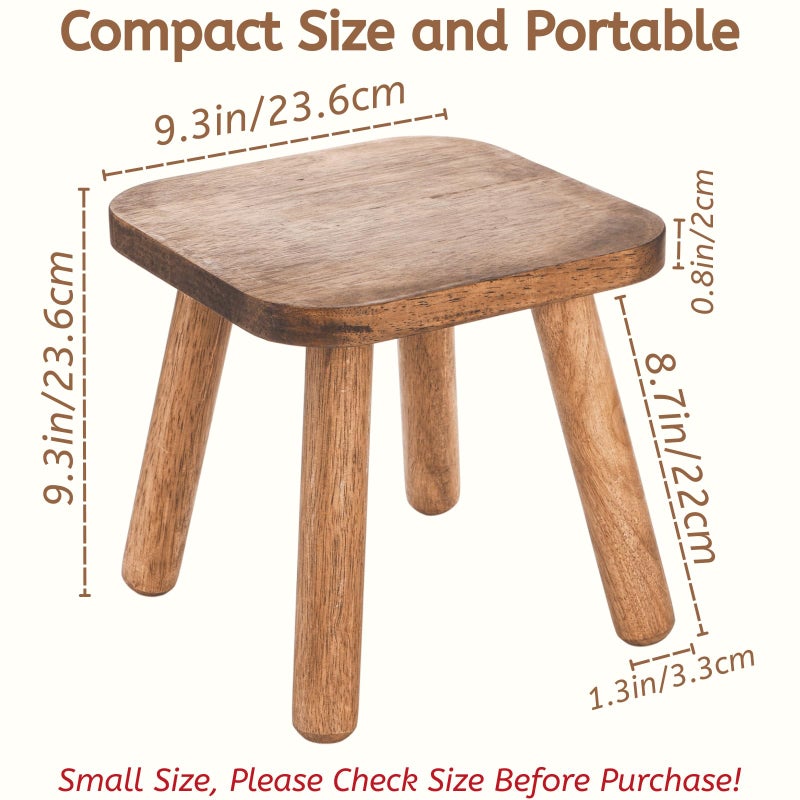 Youeon 9 Inch Small Wooden Step Stool, Non-Slip One Step Stool for Adults, Holds up to 300 Lbs, Portable & Sturdy, Footstool for Bedroom, Bathroom, Kitchen, Easy to Assemble - Image 2