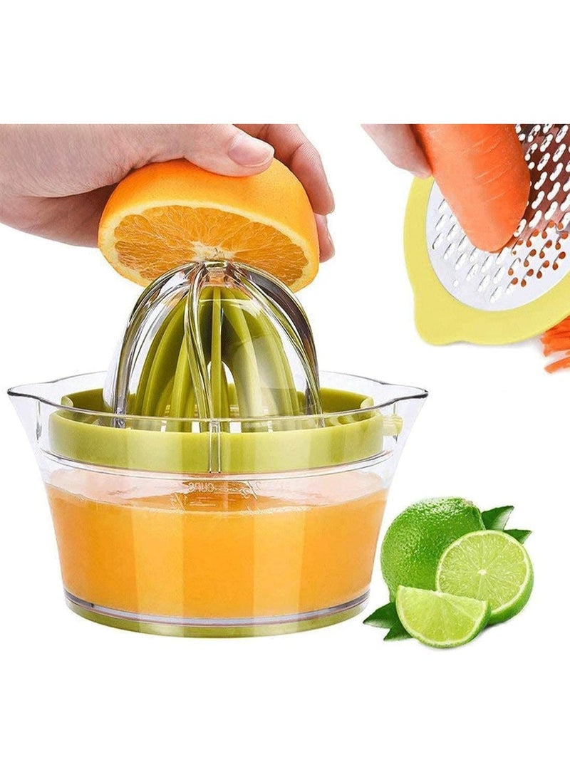 Manual Hand Squeezer, Citrus Lemon Orange Juicer, with Built in Measuring Cup and Grater, Non-Slip Base, Rotation Press with Strainer, for Fruits Lemons and Limes - Image 1