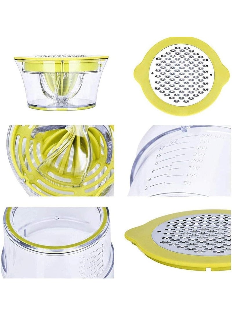 Manual Hand Squeezer, Citrus Lemon Orange Juicer, with Built in Measuring Cup and Grater, Non-Slip Base, Rotation Press with Strainer, for Fruits Lemons and Limes - Image 4