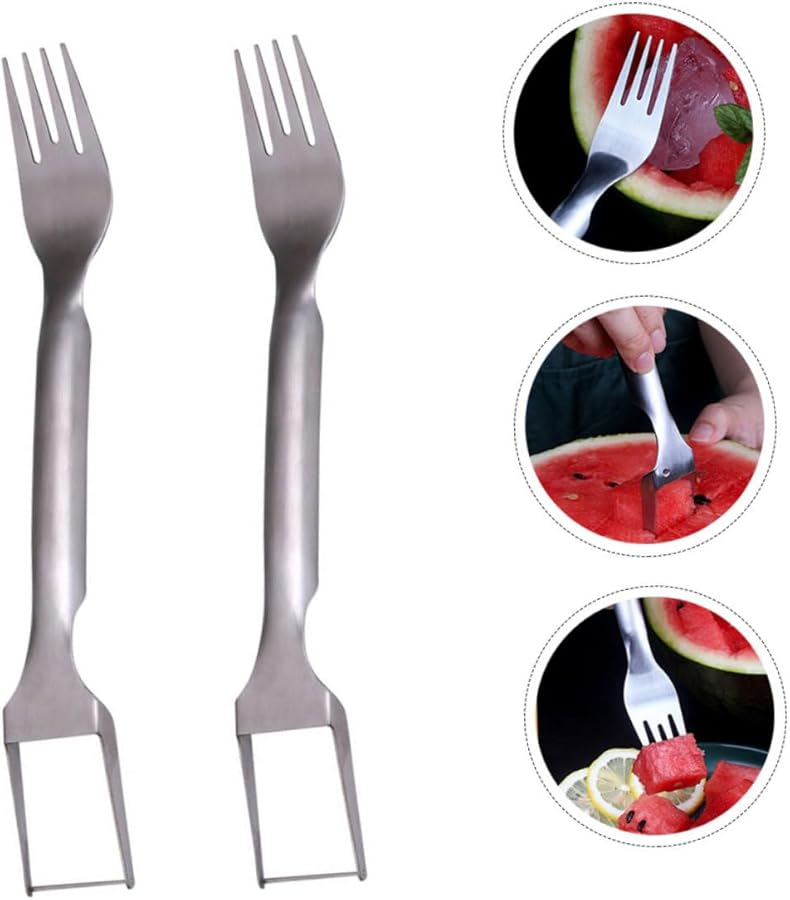 Stainless Steel Watermelon Cutter Set 2 Piece Multi Functional Fruit Splitter for Kitchen - Image 3