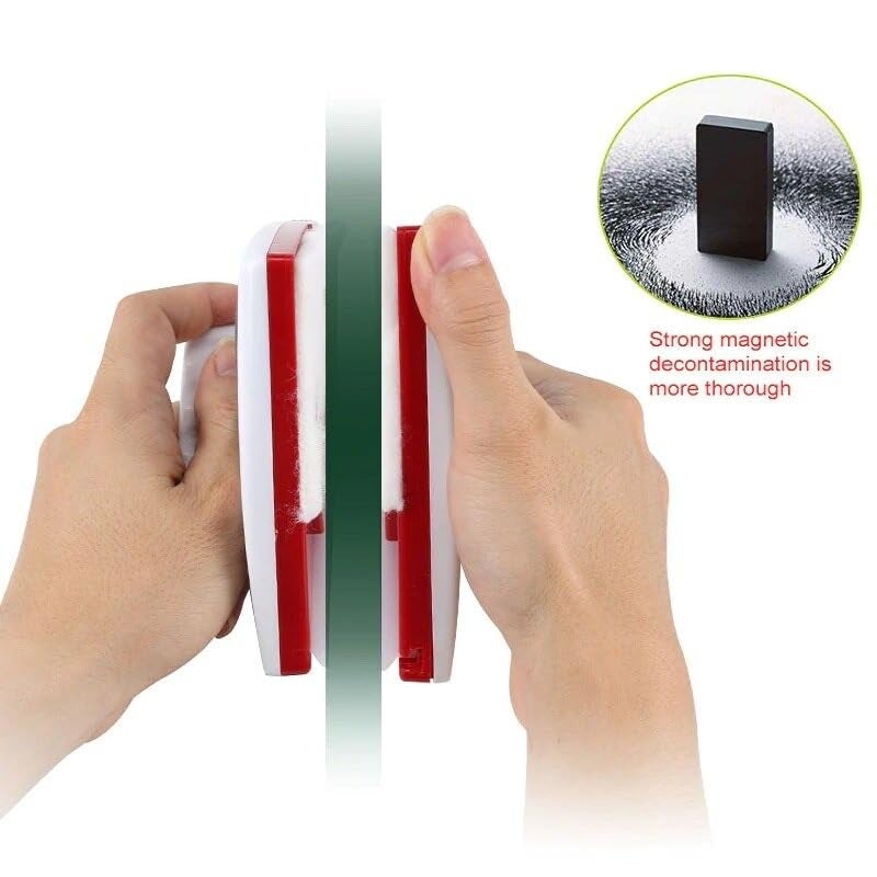 Derovan Double‑Side Magnetic Window Cleaner – Adjustable Force for 4–30 mm Glass (Triangular 19 cm Pads, 2.5 m Safety Cord) – High‑Rise & Car‑Glass Squeegee + Sponge Set - Image 3