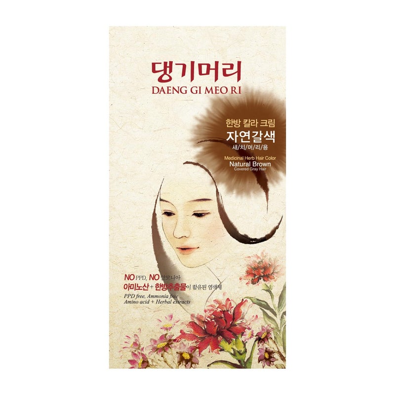 Daeng Gi Meo Ri â€“ Korean Herbal Hair Dye Color Cream [Natural Brown] - PPD-Free Gray Coverage, Hair Protection, High-Keratin Formula, 5 Oz - Image 1