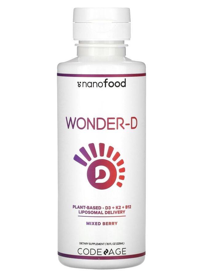 Codeage Nanofood Wonder-D Plant-Based D3 + K2 + B12 Liposomal Delivery Mixed Berry 7.6 fl oz (225 ml) - Image 1