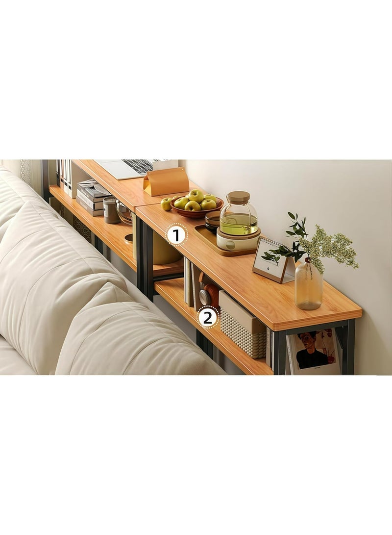 JOMILA Sofa Tables Narrow Long 2 Tier Grey Console Table with Storage Behind Couch Table for Living Room Extra Long Console Tables for Entryway Hallway - Image 3