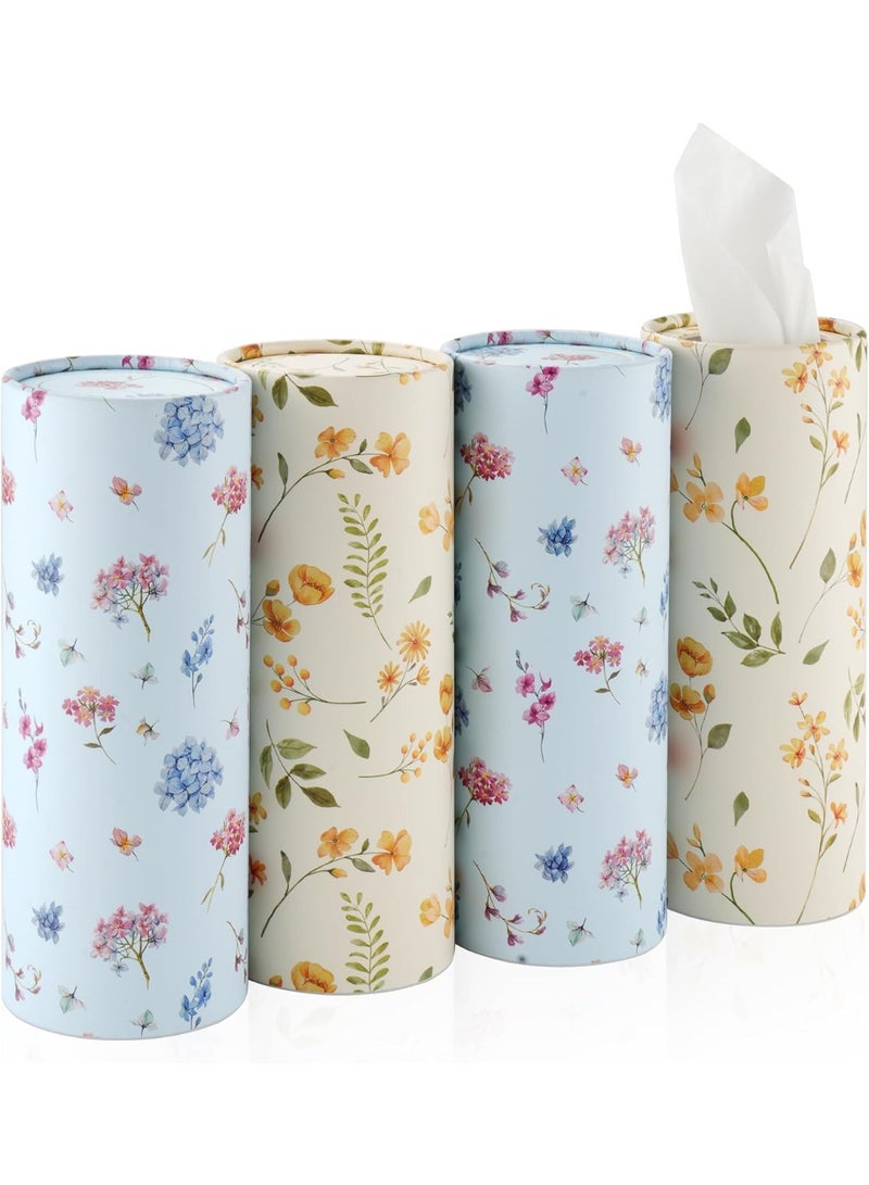 JUSTTOP Car Tissue Holder,Car Travel Kleenex Cup Holder with 4 Pack Facial Tissues,Convenient Tissue Bag,Car Accessories Interior for Women and Man 4 Canisters Black