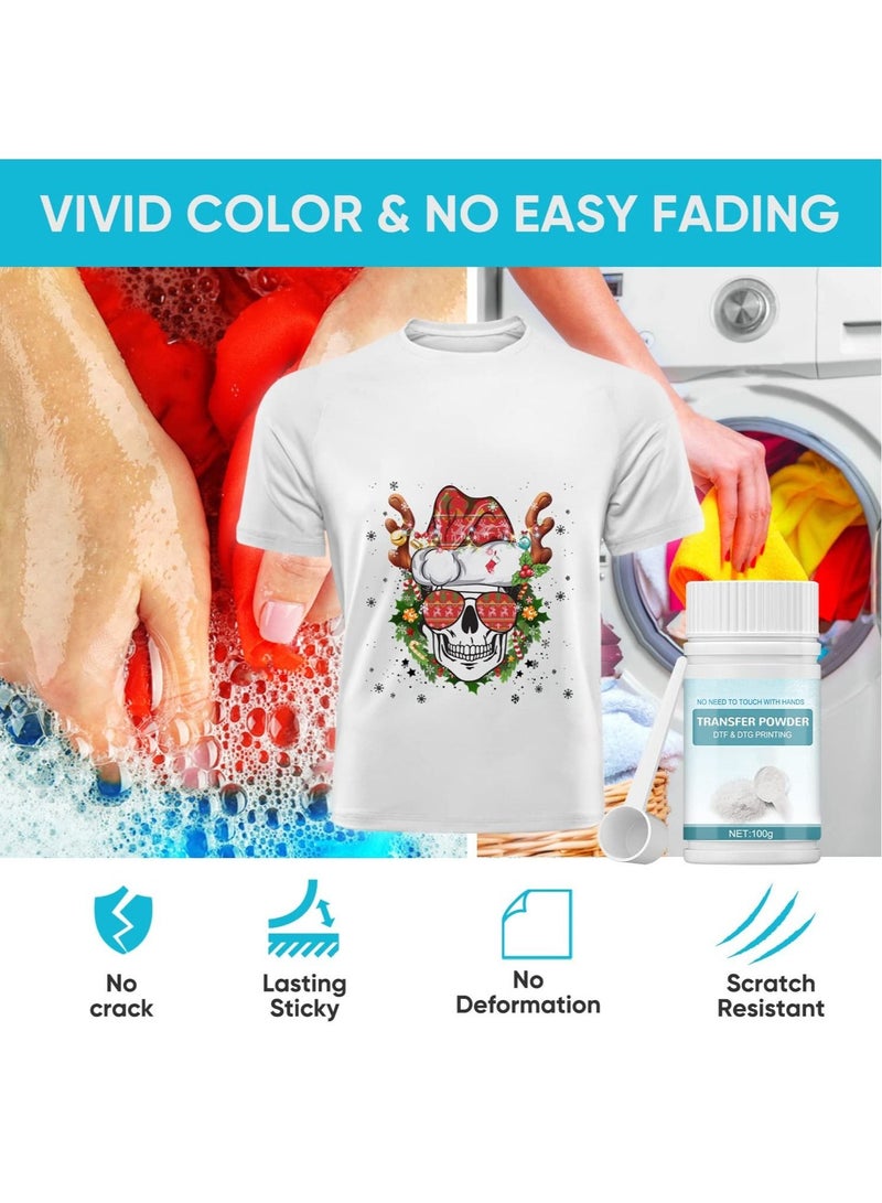 DTF Powder White Digital Transfer Hot Melt Adhesive DTG Pretreat Powder DTF DTG Printer DTF Hot Melt Adhesive Powder for All DTF Printers on All Fabric Include T Shirt Jeans Cotton Textile - Image 3