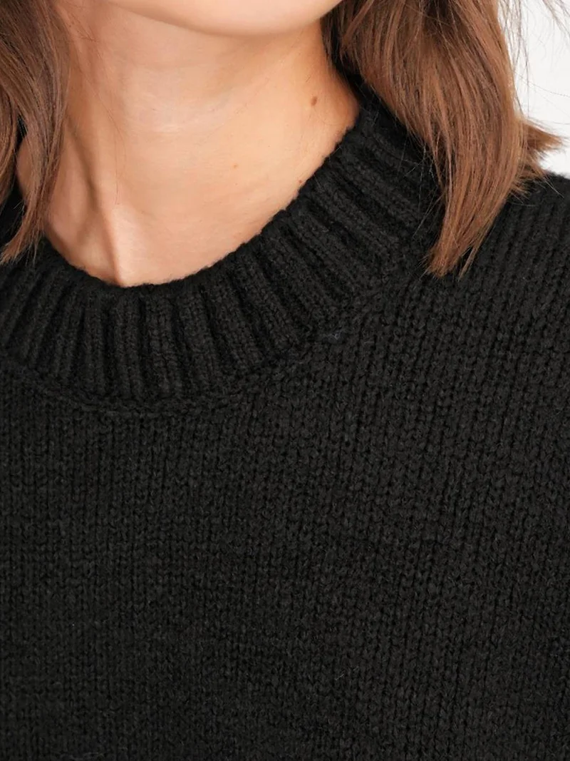 MixRay Mixray Oversized Ribbed Knit Sweater with Crew Neck