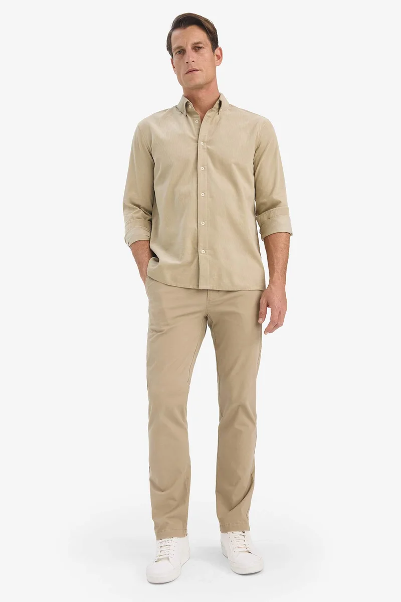 ديفاكتو Regular Fit Polo Shirt Velvet Long Sleeve Shirt