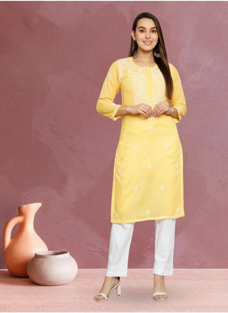 Alaya Hand Embroidered Chikankari Cotton Kurta-ALNTV115