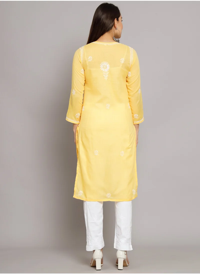 Alaya Hand Embroidered Chikankari Cotton Kurta-ALNTV115