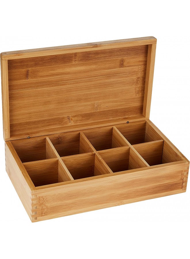 Lipper International Bamboo Wood Tea Box with 8 Compartments, 12-3/8" x 7-3/8" x 3-3/5" - Image 1