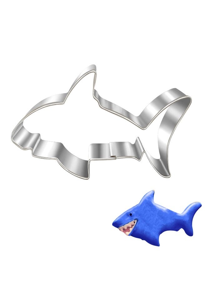 LUBTOSMN Large White Shark Cookie Cutter-5.1 Inches-Cookie Cutters Molds for Shark Themed Birthday Pool Party Supplies - Image 1