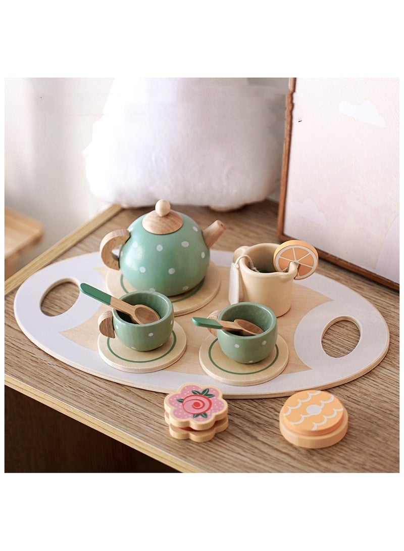 Kabi Children's Simulation Afternoon Tea Set Imitate drinking Boys Girls Wooden Toys - Image 3