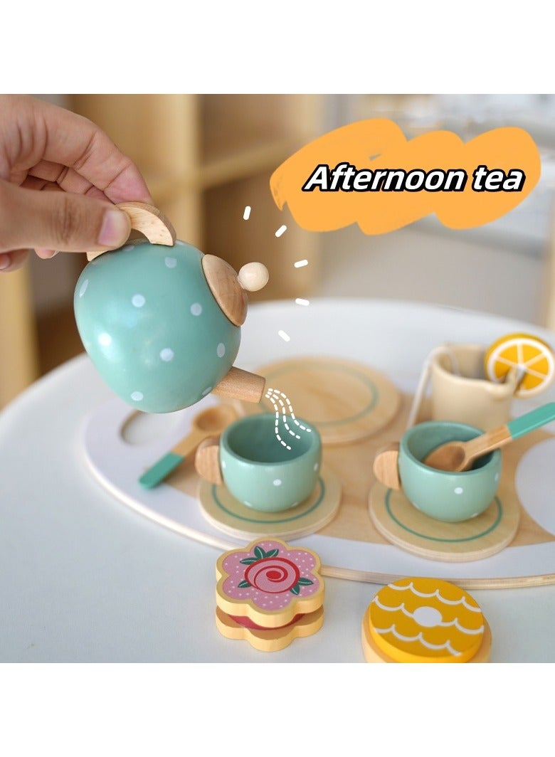 Kabi Children's Simulation Afternoon Tea Set Imitate drinking Boys Girls Wooden Toys - Image 4