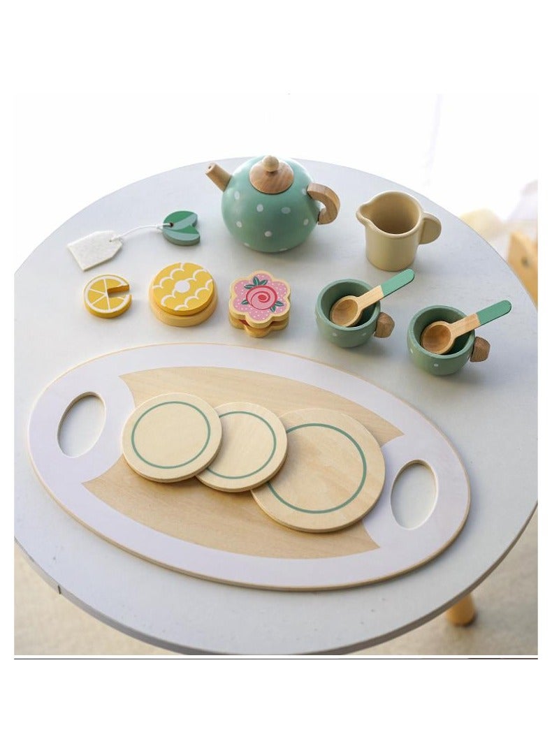 Kabi Children's Simulation Afternoon Tea Set Imitate drinking Boys Girls Wooden Toys - Image 2