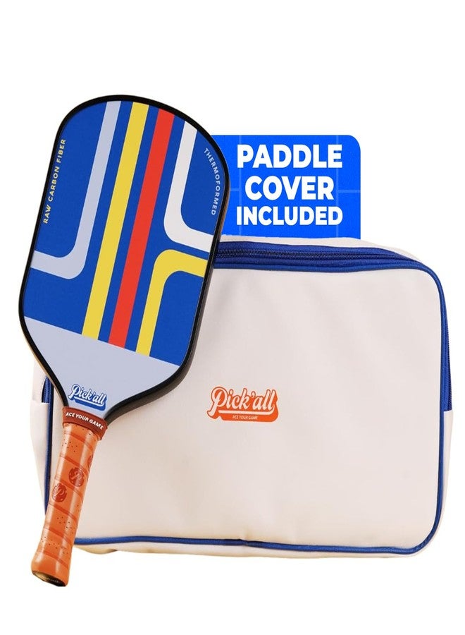 Pick’all Raw Carbon Fiber Strong Spin & Power Surface | Thermoformed Wide Face 16MM Advanced Series Pickleball Paddle - Edge - Image 1