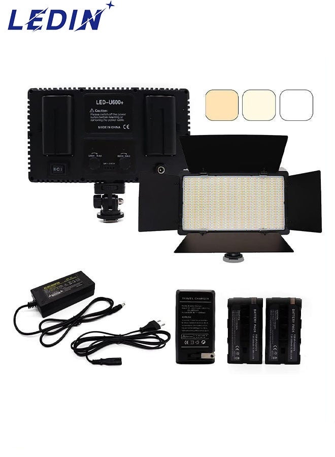 LEDIN 600 LED Light Kit, Rechargeable and Plug-Powered Camera Light, 3200K-5600K, Video Conference Live Light - Image 1