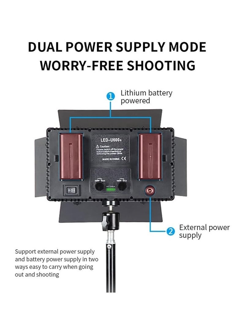 LEDIN 600 LED Light Kit, Rechargeable and Plug-Powered Camera Light, 3200K-5600K, Video Conference Live Light - Image 5
