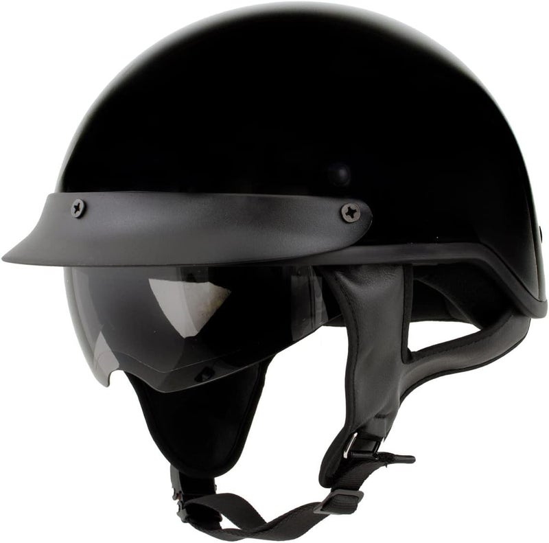 Milwaukee Helmets MPH9719DOT Momentum DOT Black Half Face Motorcycle Helmet with Drop Down Visor - X-Large - Image 1