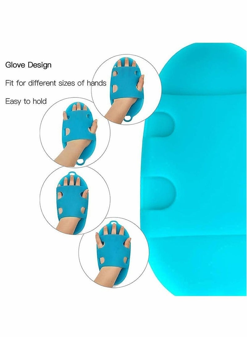 Silicone Body Scrubber Brush Glove for Exfoliating Wet or Dry Skin Wash Bath Shower Tool, with Super Soft Manual Facial Cleansing (Blue) - Image 2