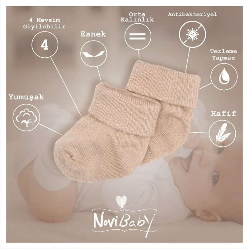Novibaby 3-Piece Bamboo Newborn Baby Socks Rose