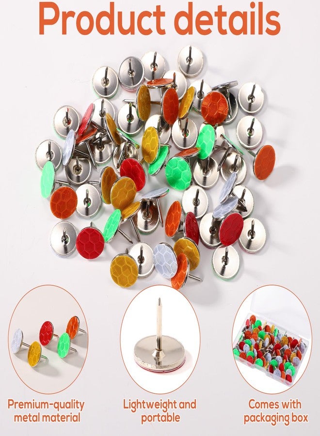 XIHIRCD 100pcs Reflective Tacks Trail Marking Tacks, Glow Tacks Reflective Trail Markers Hunting Reflector Tacks Mark Trail Reflective Thumb Tacks for Hunting Hiking Camping Tree Stand(5 Colors) - Image 4