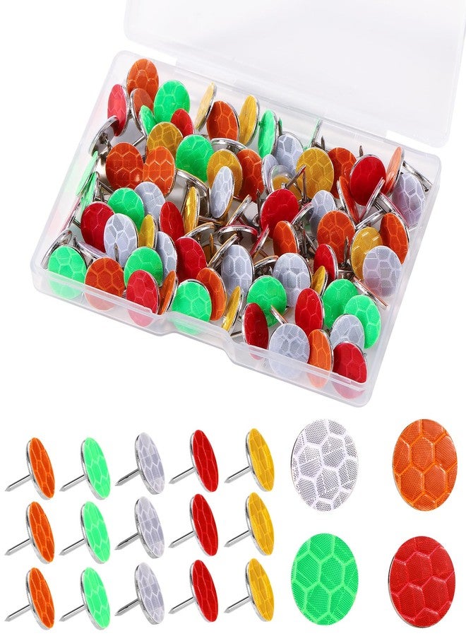 XIHIRCD 100pcs Reflective Tacks Trail Marking Tacks, Glow Tacks Reflective Trail Markers Hunting Reflector Tacks Mark Trail Reflective Thumb Tacks for Hunting Hiking Camping Tree Stand(5 Colors) - Image 1