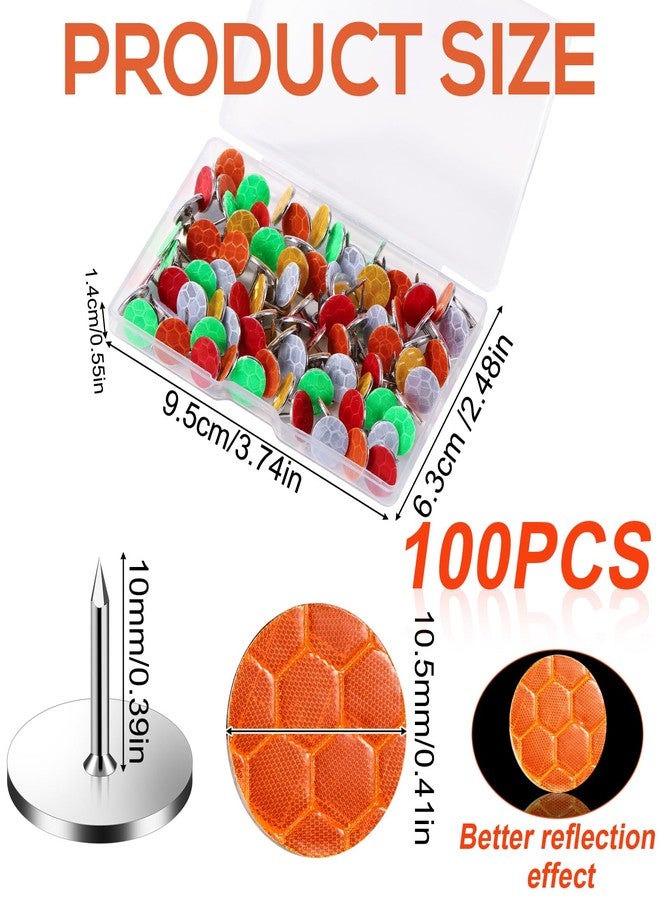 XIHIRCD 100pcs Reflective Tacks Trail Marking Tacks, Glow Tacks Reflective Trail Markers Hunting Reflector Tacks Mark Trail Reflective Thumb Tacks for Hunting Hiking Camping Tree Stand(5 Colors) - Image 2