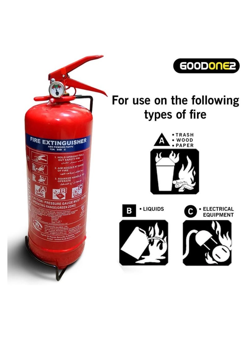 GOODONE2 Fire Extinguisher Portable Dry Powder - UAE Civil Defense Approved - 2KG-2 Pack  - Image 2