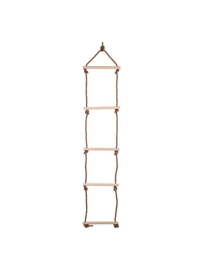 Toy Park Climbing Rope Ladder Indoor Outdoor 72 Inch Length Wooden Children Climbing Swing Kids Sports Toys Pe Rope Rungs Sports For Active Outdoor Play Equipment (5 Rungs) Multi Color - Image 2