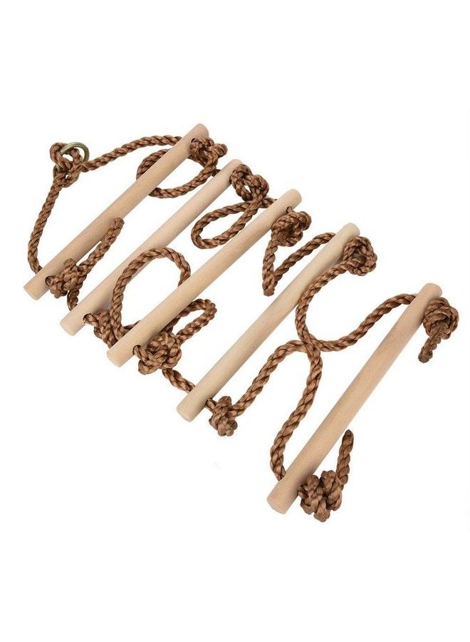 Toy Park Climbing Rope Ladder Indoor Outdoor 72 Inch Length Wooden Children Climbing Swing Kids Sports Toys Pe Rope Rungs Sports For Active Outdoor Play Equipment (5 Rungs) Multi Color - Image 3