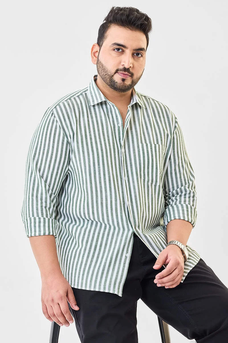 SNITCH قميص مقلم مقاس كبير من مزيج الكتان