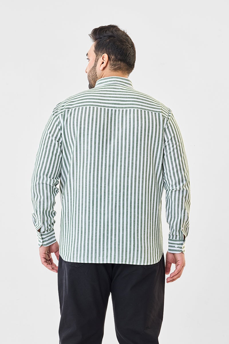 SNITCH Linen Blend Stripes Plus Size Shirt - Image 5
