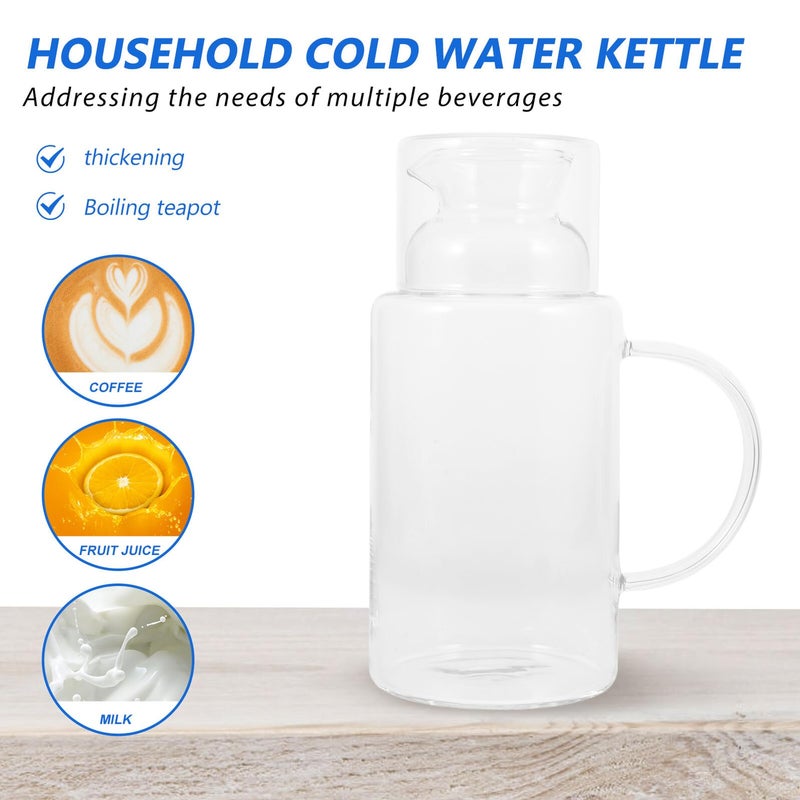 Thickened Heat Resistant Borosilicate Glass Water Pitcher For Hot Cold Drinks Tea Brewing 1 Set - Image 4