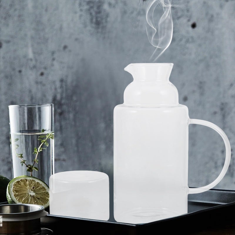 Thickened Heat Resistant Borosilicate Glass Water Pitcher For Hot Cold Drinks Tea Brewing 1 Set - Image 5