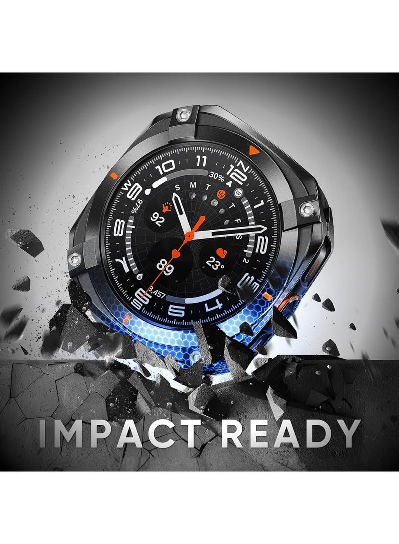 SYOSI Metal Case for Samsung Galaxy Watch Ultra (2025/2024), Rugged Stainless Steel Protective Cover with Bezel Guard & Back Plate, Shockproof Bumper, Slim Metal Armor Case (47mm, Black) - Image 3