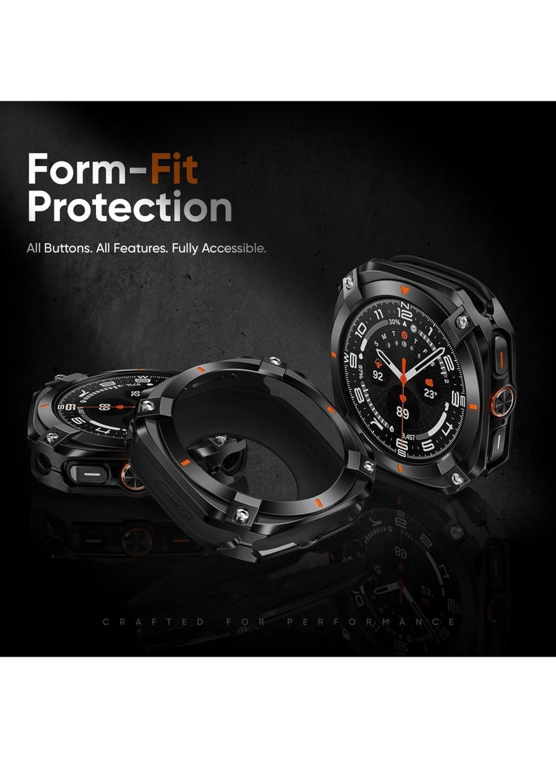 SYOSI Metal Case for Samsung Galaxy Watch Ultra (2025/2024), Rugged Stainless Steel Protective Cover with Bezel Guard & Back Plate, Shockproof Bumper, Slim Metal Armor Case (47mm, Black) - Image 5