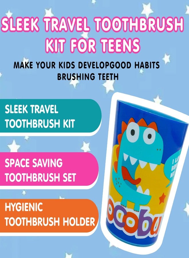 COCOBURI Travel Toothbrush Kit for Teens on The Go, Complete Portable Dental Set with Toothbrush,Toothbrush Cap, Cup Included and Carry Bag,BPA Free,Compact for Trips & Sleepovers - Image 3