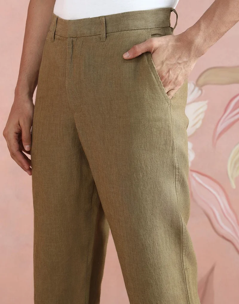 Fabindia  Olive Linen 808 Straight Leg Pant for Men | Best Price UAE