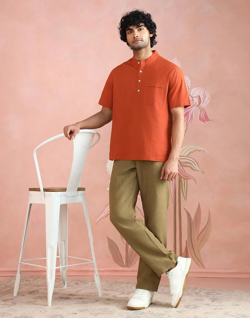 Fabindia  Olive Linen 808 Straight Leg Pant for Men | Best Price UAE