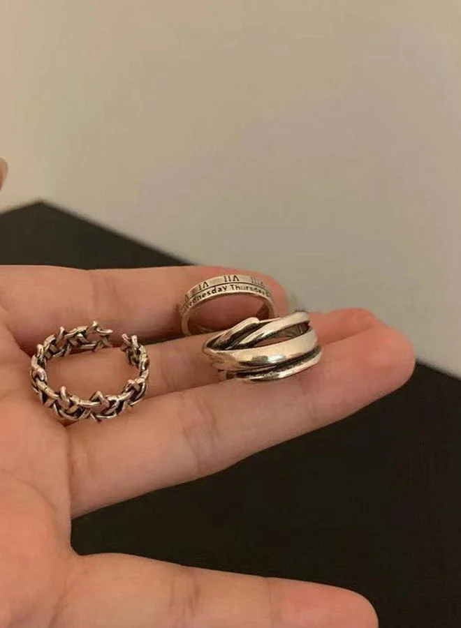 تايك تو Pack of 3 - Silver Tone Adjustable Rings