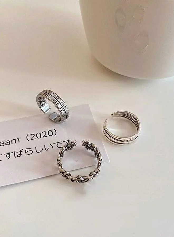 تايك تو Pack of 3 - Silver Tone Adjustable Rings