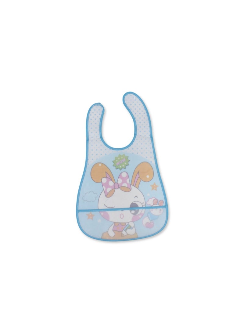 La Frutta Waterproof Baby Bib – Aqua with Rabbit Print - Image 2