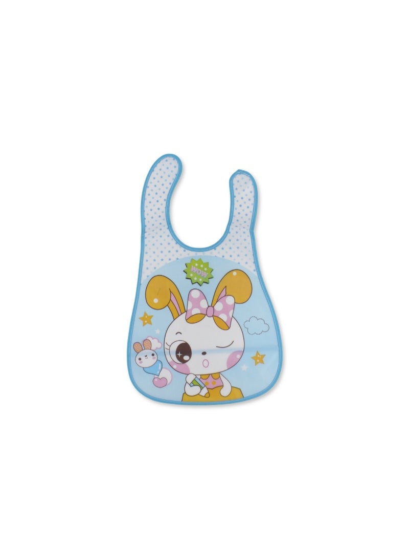 La Frutta Waterproof Baby Bib – Aqua with Rabbit Print - Image 1