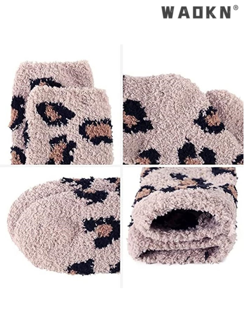 دبليو أيه أو كي أن 4 أزواج من اختيار السيدات الشتاء الحارة أفخم الجوارب ، لينة ومريحة ، واستخدام نسيج الصوف ، جميل تصميم طوق ، ومناسبة للرياضة ارتداء النعال المضادة للانزلاق الجوارب ، ومناسبة جدا للنوم في المنزل ، طوال فصل الشتاء الاحماء - Image 4