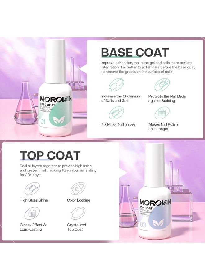 morovan Dip Powder Liquid Set With Activator Base Top Coat And Dipping Powder Brush Saver 4Pcs 0.5Oz For Dip Powder Nail Kit - Image 5