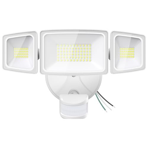 Onforu 65W LED Flood Light Motion Sensor Outdoor, 6500lm Security Light with Three Head, IP65 Waterproof Exterior Floodlight, 6500k Wall Light for Entryways Stairs Yard Garage - Image 1