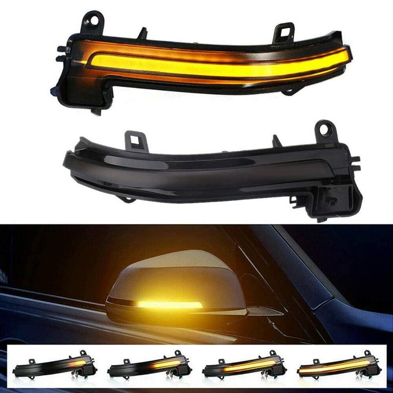 KanSmart KanSmart LED Dynamic Sequential Turn Signal Light for BMW 1 2 3 4 Series F30 F20 F21 F22 F32 F33 F80 F82 F86 E84 X1 i3 M2 - Rear View Mirror Side LED Marker Lamp Smoked Lens Amber Blink Indicator - Image 1
